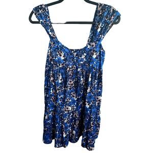 Free People Pattern Play Mini Dress in Cool Combo Blue Floral XS